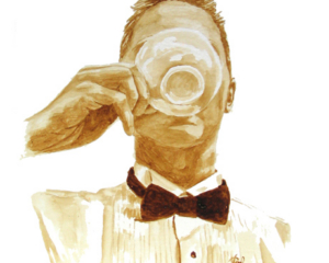 Angel Sarkela-Saur created this original "Coffee Connoisseur" Coffee Art&reg; painting. It features a refined gentleman tasting a cup of coffee.