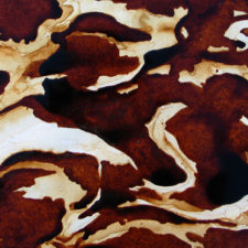 Andrew Saur created this original "Coffee and Cream" Coffee Art® painting. It features cream swirling around, making interesting shapes in the coffee.