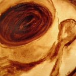 Andrew Saur created this original "Cup and Spoon" Coffee Art® painting. It features and artistic take of a cup of coffee with a spoon on the saucer.