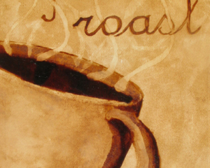 Andrew Saur created this original "Fresh Roast" Coffee Art&reg; painting. It features steam rising from a hot cup of coffee.