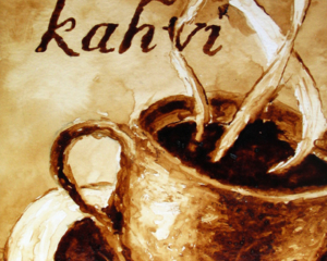 Andrew Saur created this original "Kahvi" Coffee Art&reg; painting. It features steam rising from a fresh cup of coffee.