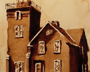 Andrew Saur created this original "Light of the Harbor" Coffee Art&reg; painting. It features the historic Two Harbors Lighthouse on the shore of Lake Superior.