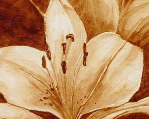 Angel Sarkela-Saur created this original "Lilja" Coffee Art&reg; painting. It features a beautiful lily blooming.