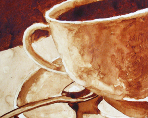 Andrew Saur created this original "Morning Brew" Coffee Art&reg; painting. It features a cup of coffee ready to be sipped.