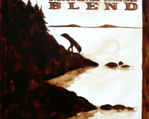 Andrew Saur &amp; Angel Sarkela-Saur created this original "Morning Portage Blend" Coffee Art&reg; painting. It features a person portaging a canoe at daybreak.