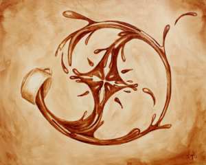 "Ornamental Coffee" features coffee spilling out of a cup and forming beautiful geometric shapes.