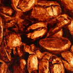 Angel Sarkela-Saur created this original "Roasted" Coffee Art® painting. It features a close up view of roasted coffee beans.