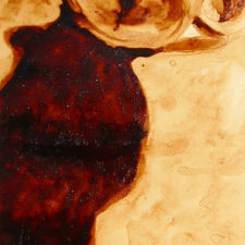 Andrew Saur created this original "Spilled Coffee" Coffee Art® painting. It features a cup of coffee spilled over.