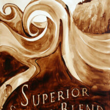 Andrew Saur & Angel Sarkela-Saur created this original "Superior Surge Blend" Coffee Art® painting. It features a wave crashing on Lake Superior.