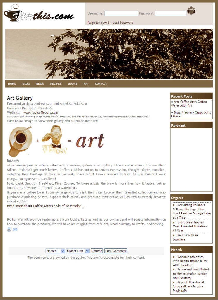 Coffee Art&reg; featured on Stir This