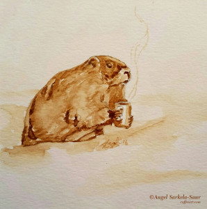 Coffee Art - Groundhog Day 2016